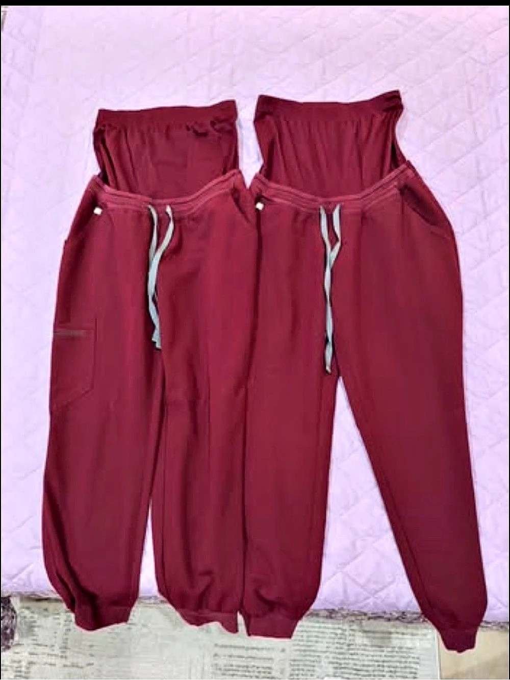 FIGS Zamora Maternity Jogger Scrub Pants Burgandy